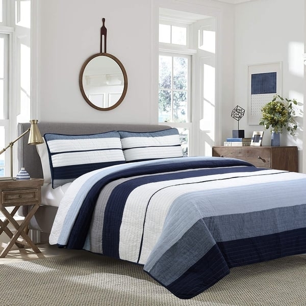 Quilt Bedding Set Channel Quilting Coastal Stripes