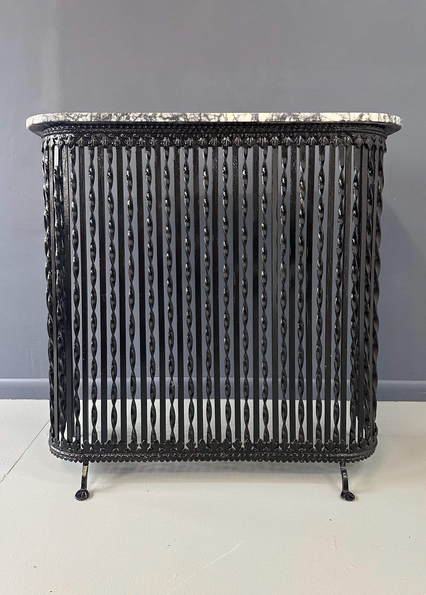 Radiator Cover 19th Century Twisted Metal Bars Marble Top