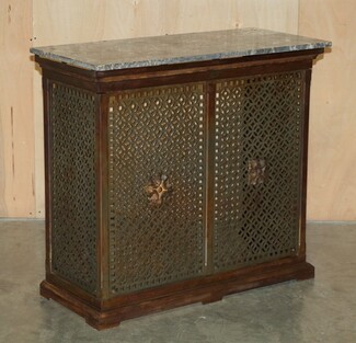 Radiator Cover Antique Veined Marble Top Ornate Metal Screen