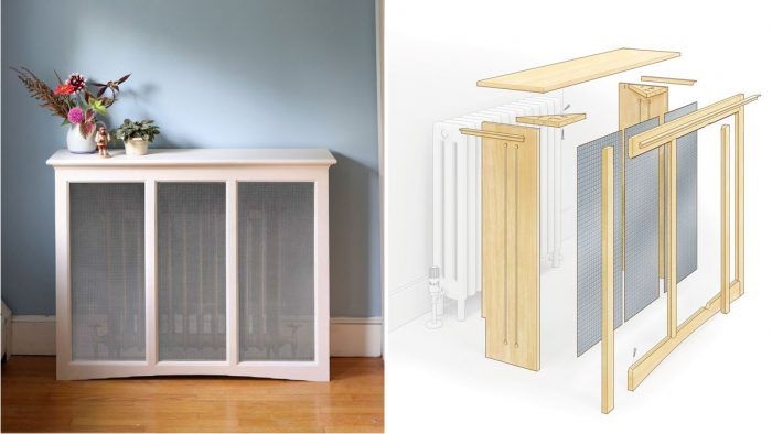 Radiator Cover Custom Off White Three Panel Front Enclosure