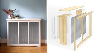 Radiator Cover Custom Off White Three Panel Front Enclosure