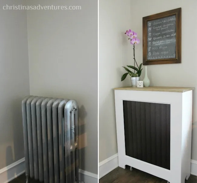 Radiator Cover DIY Farmhouse Wood Toned Top Perforated Front