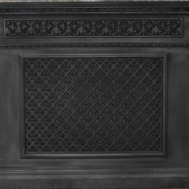 Radiator Cover Matte Black Metal Scrollwork Border Grille