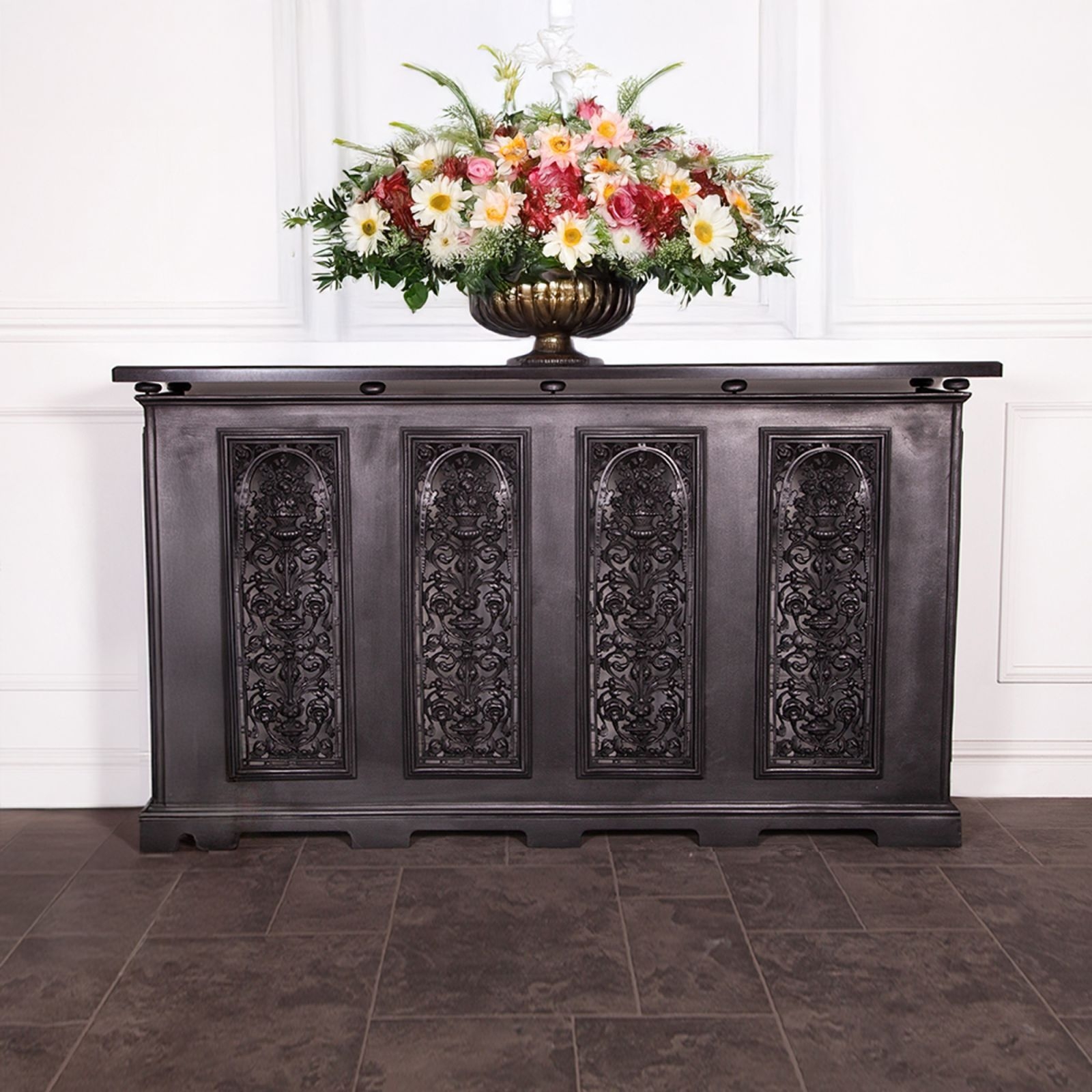 Radiator Cover Ornate Cast Iron Vase Design Victorian Style