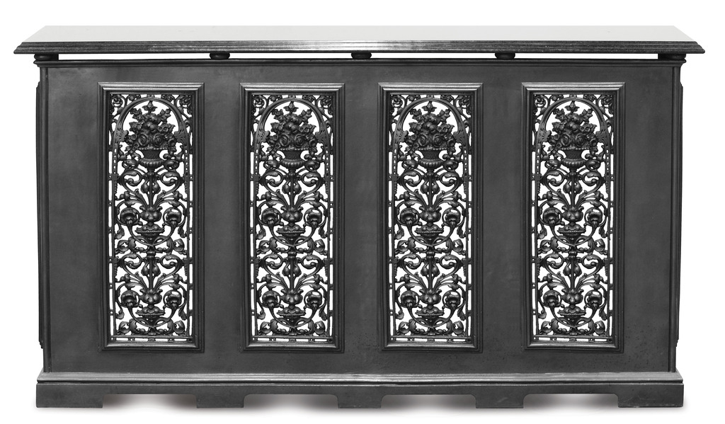 Radiator Cover Ornate Pierced Panels Floral Urn Motif Guard