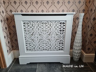 Radiator Cover Traditional White Fretwork Panel Cabinet
