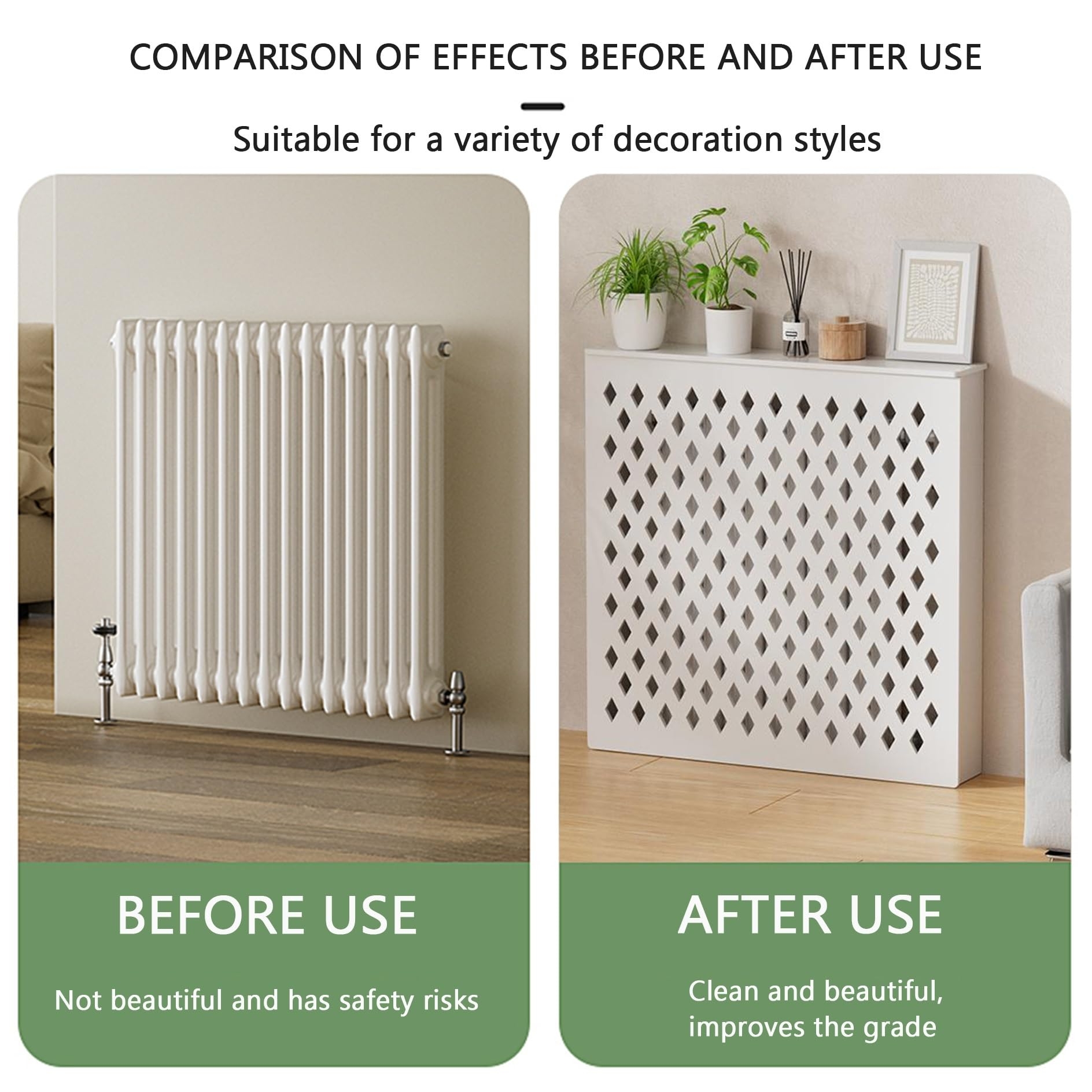 Radiator Cover Transitional Off-White Flat Top Display Shelf