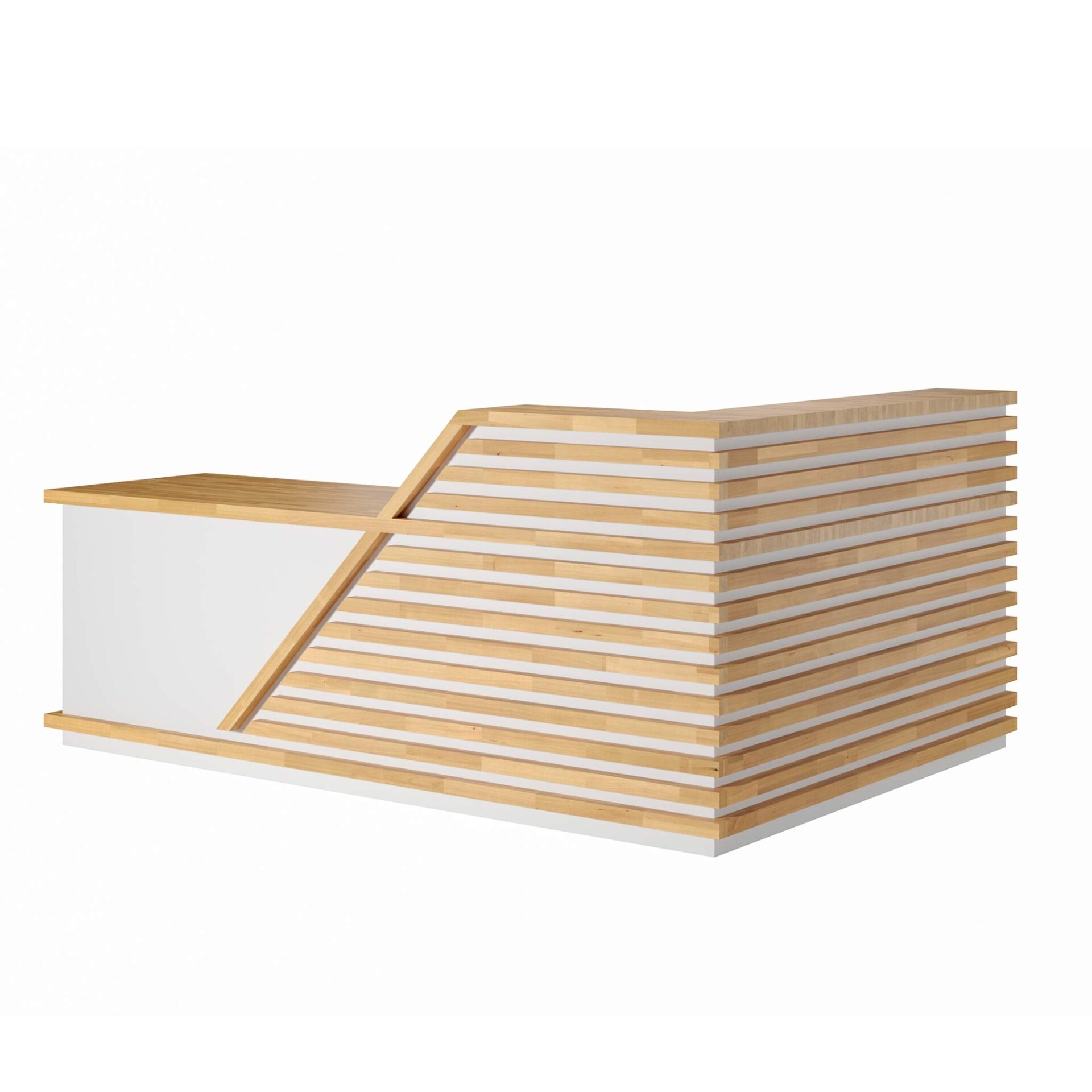 Reception Desk with Diagonal Trim and White Corner Counter