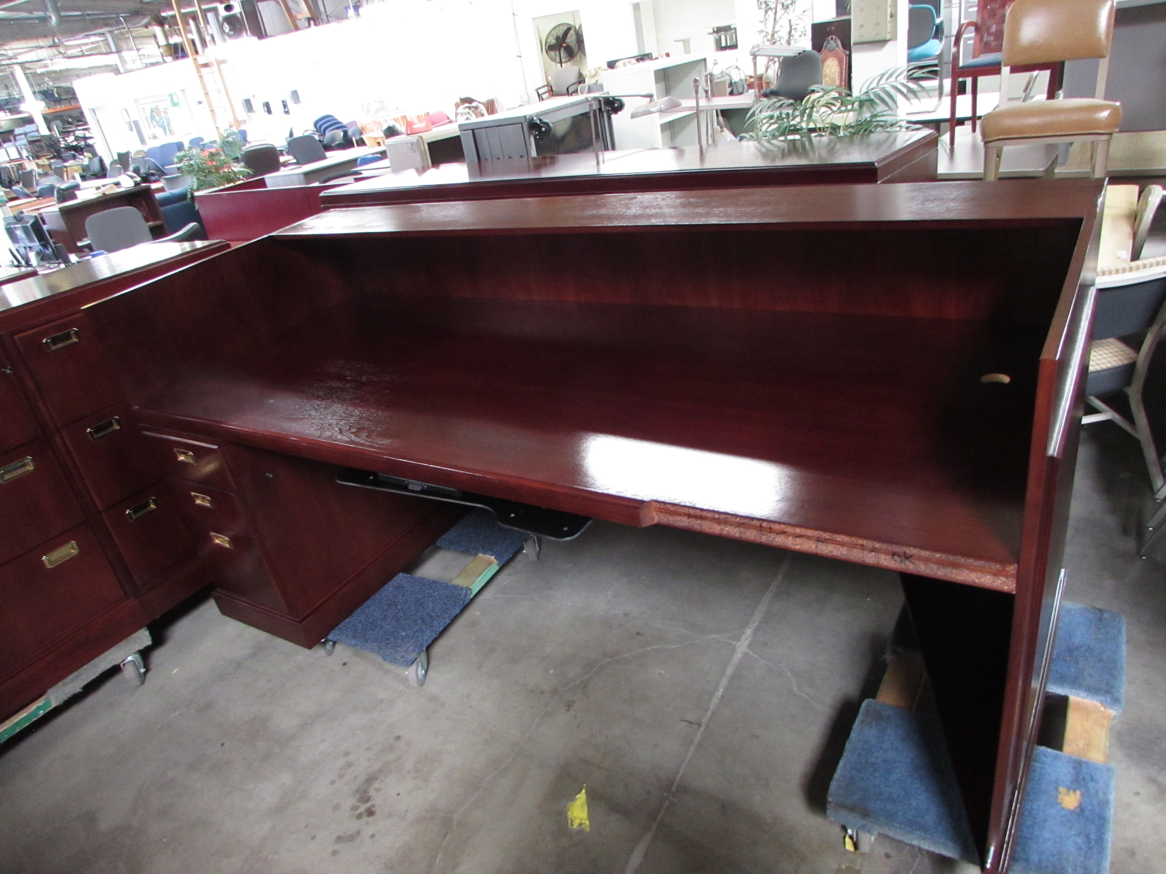 Reception Desk with Keyboard Tray and U-Shaped Wood Design