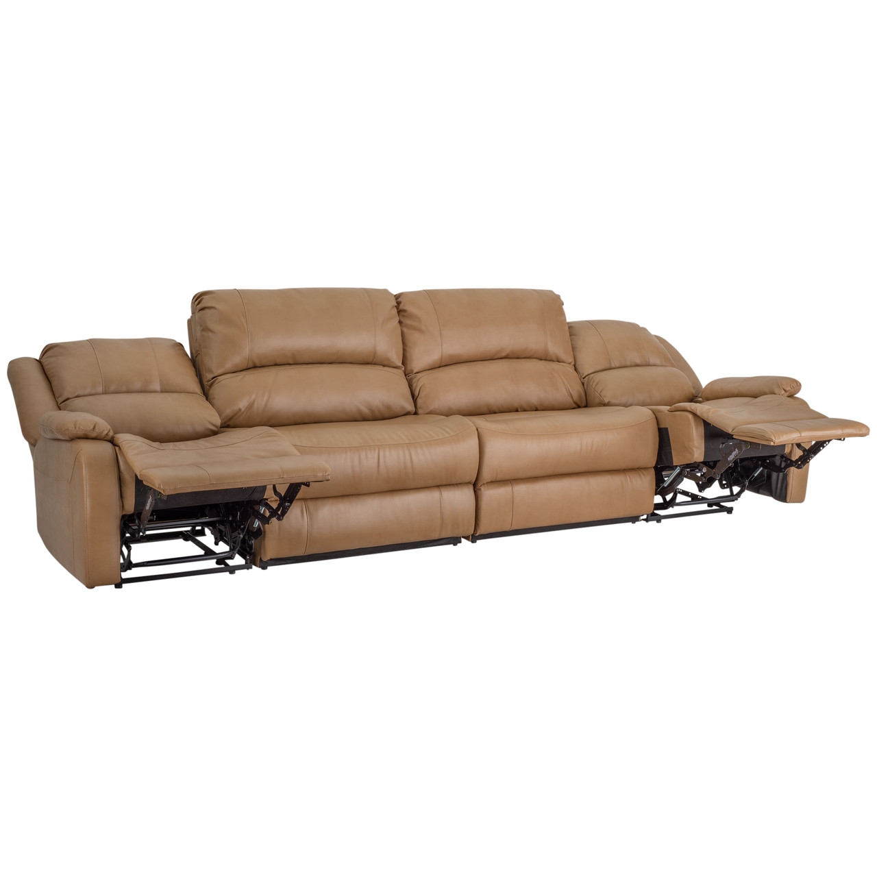 Recliner Sofa: 130 Inch Width Wall Hugger Sofa with Consoles