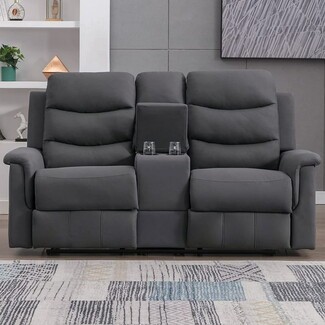 Reclining Loveseat: Dark Grey Upholstery Theater Seating