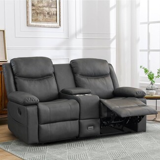 Reclining Loveseat: Manual Recline Charcoal Grey Reclining Loveseat