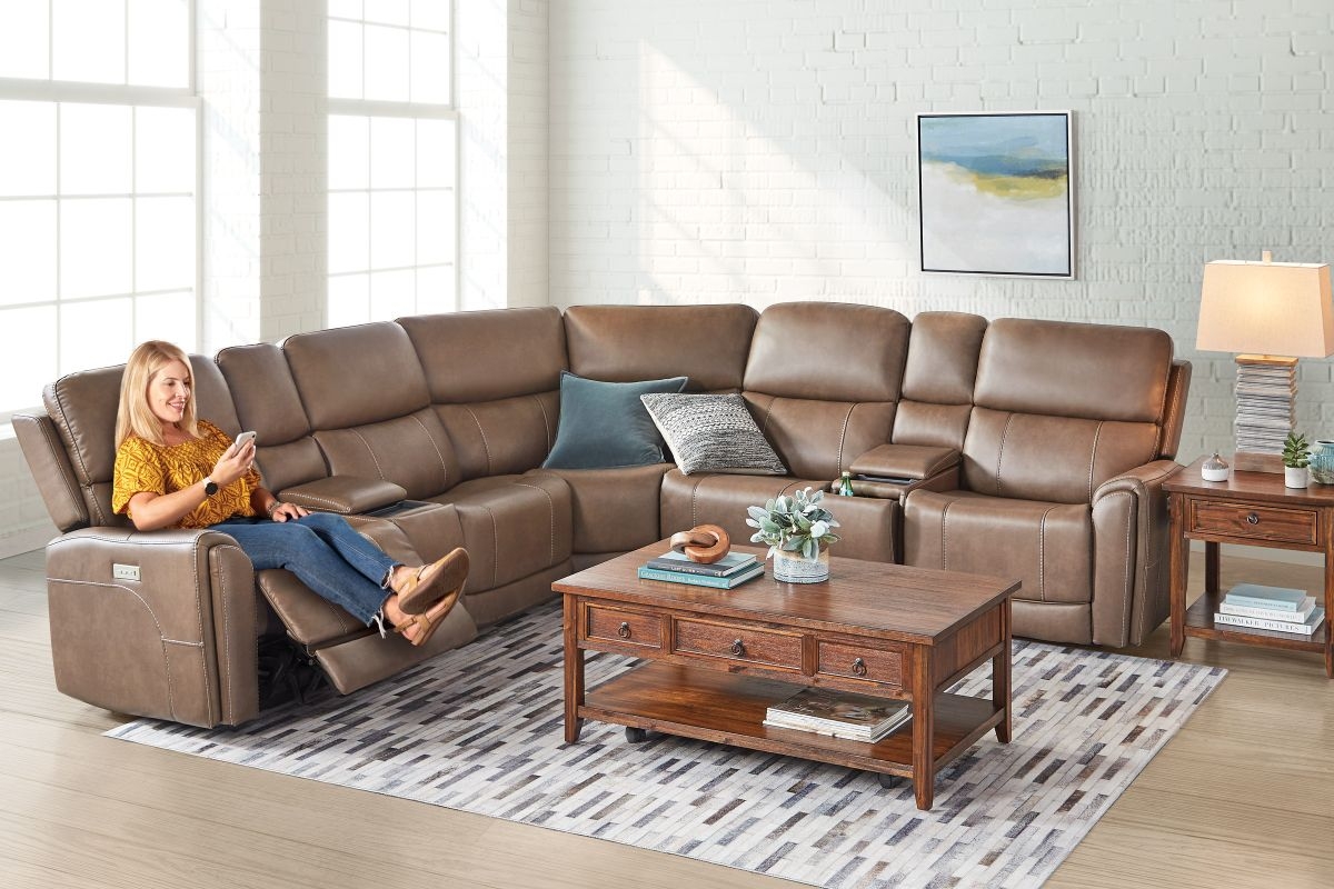 Reclining Sectional: 7-Piece Modular Triple Power Reclining Sectional