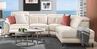 Reclining Sectional Beige Power Nesting Coffee Tables