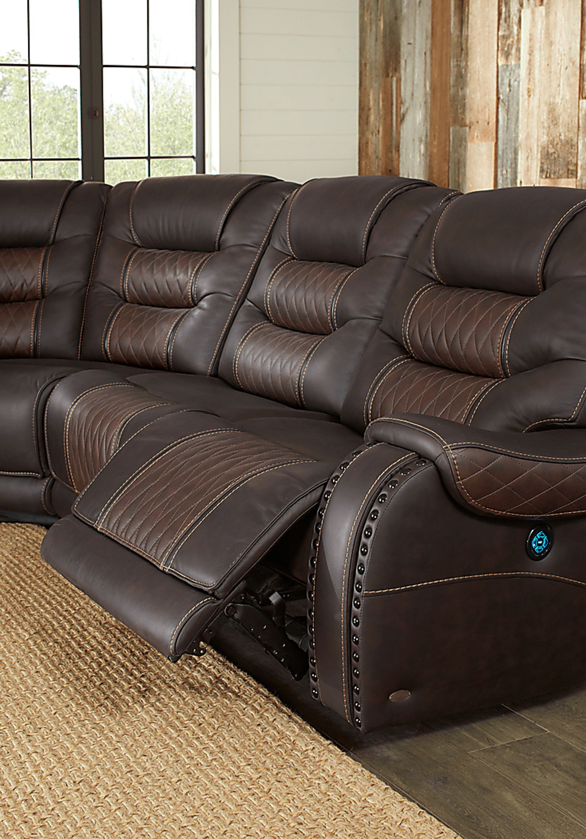 Reclining Sectional with Diamond Quilting and Masculine Seating