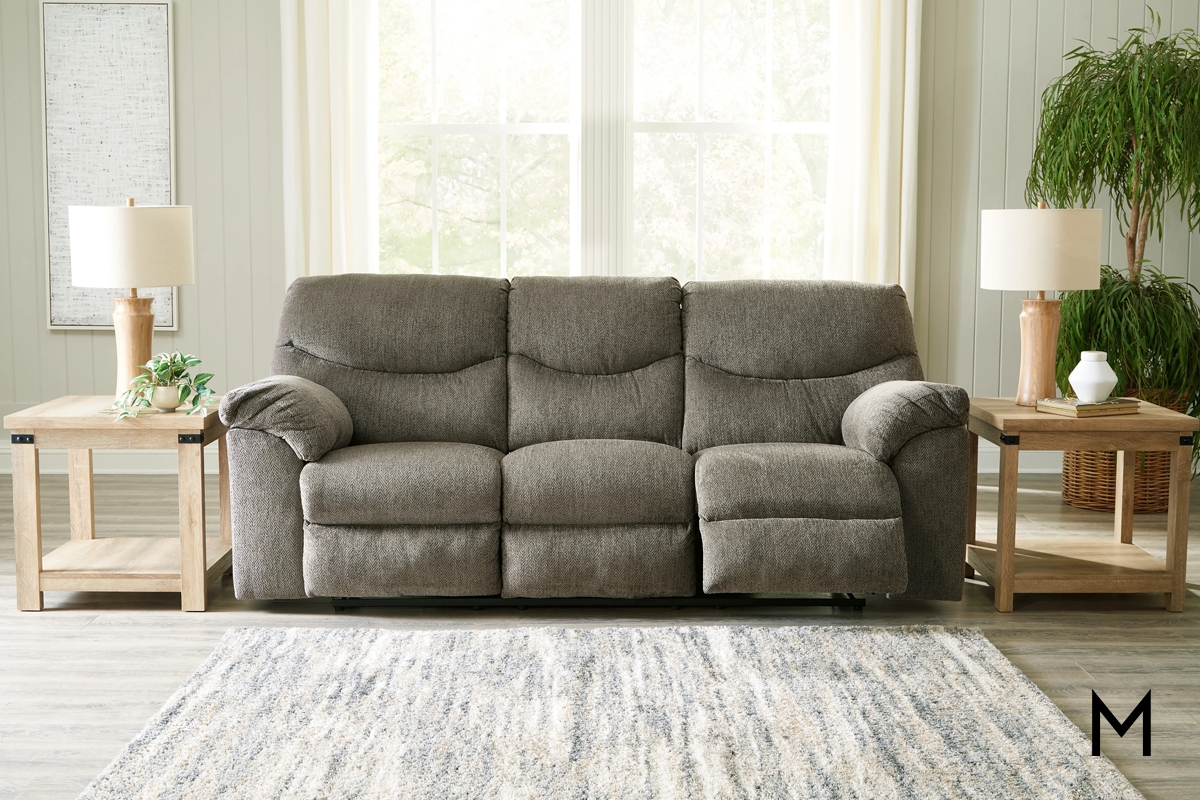 Reclining Sofa: Bracket Accent Tables Putty Reclining Sofa Set