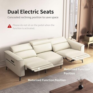 Reclining Sofa: Dual Motor Recliner with Adjustable Headrest