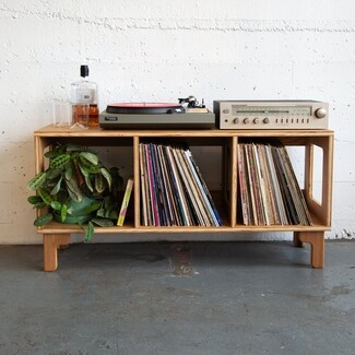 Record Console Exposed Plywood Edges Three Bay Stand