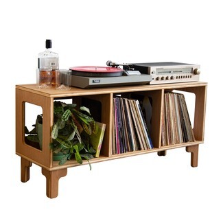 Record Console Side Cut Outs Profiled Legs White Oak