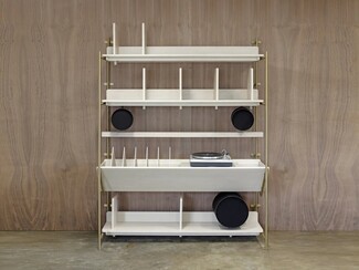 Record Credenza with Integrated Speakers for Vinyl Record Wall Storage