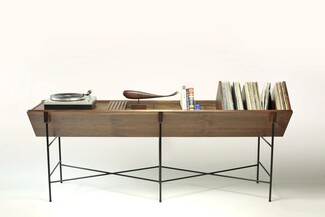 Record Credenza with Trough Basin for Modern Vinyl Storage Credenza