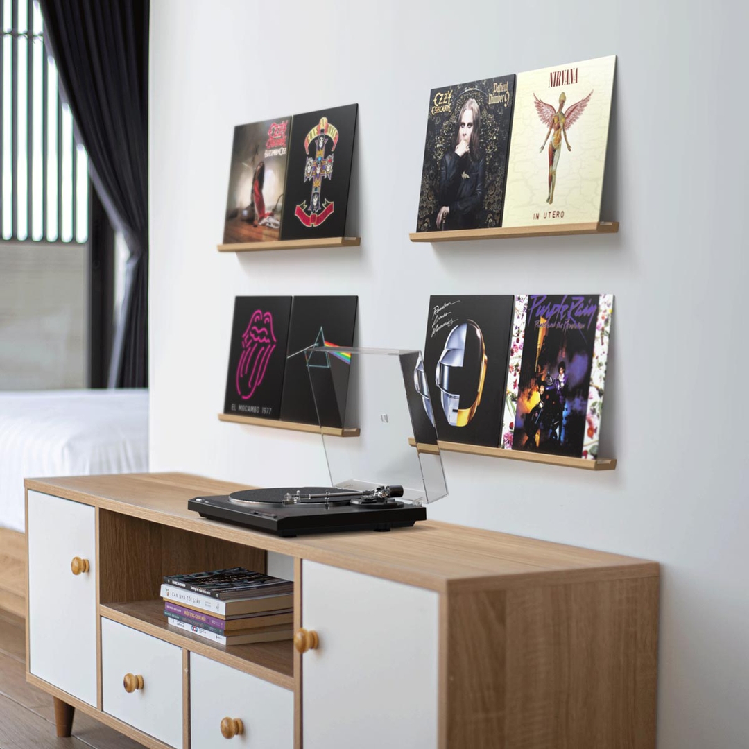 Record Display Shelf with Slim Ledge and Floating Record Shelves