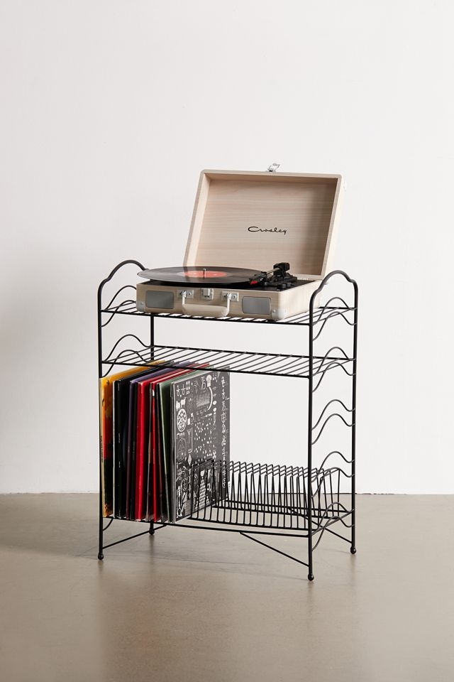 Record Shelf: Wavy Side Rails Media Shelf Wire Grating