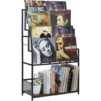 Record Storage Rack: Stepped Tiered Vinyl Record Holder