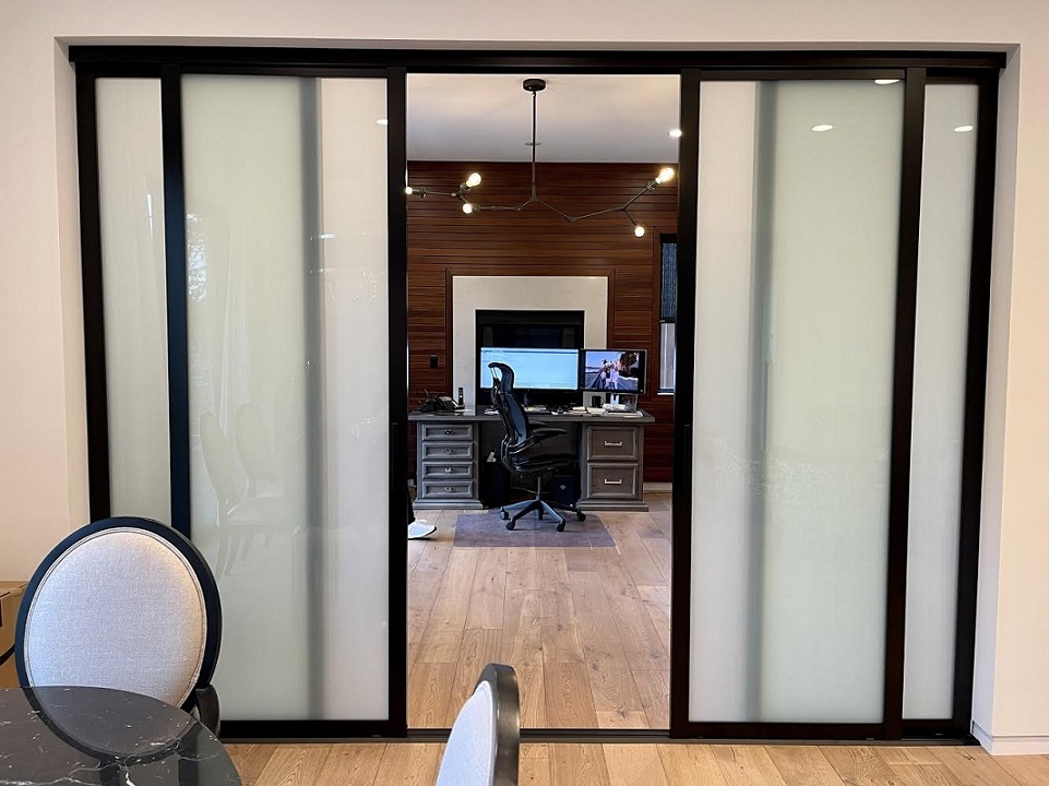 Room Divider: Matte Black Frame Four Panel Configuration