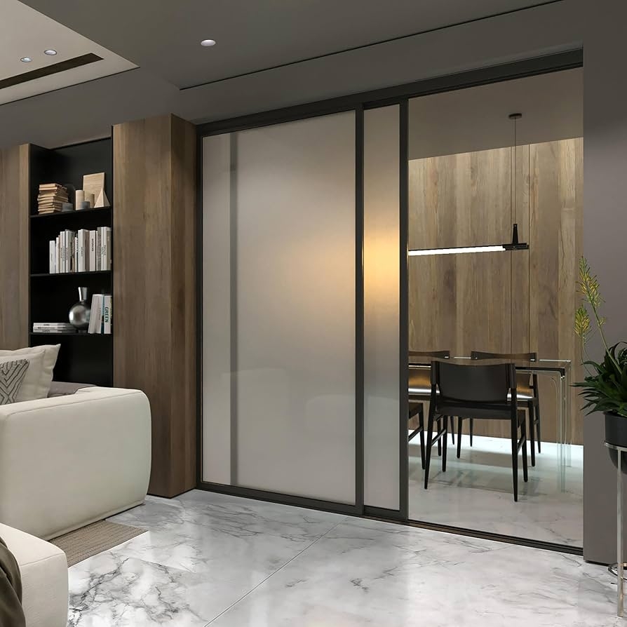 Room Divider: Sliding Glass Frosted Privacy Panel