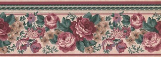 Rope Detail Wallpaper Border: Burgundy Floral Wall Trim Accent