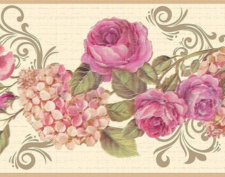 Rose Hydrangea Wallpaper Border: Shabby Chic Hydrangea Decor