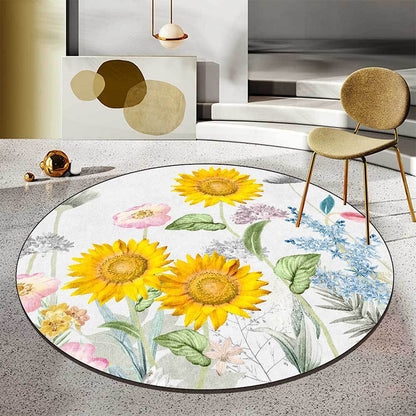 Round Area Rug Sunflower Rug Botanical Garden Accent