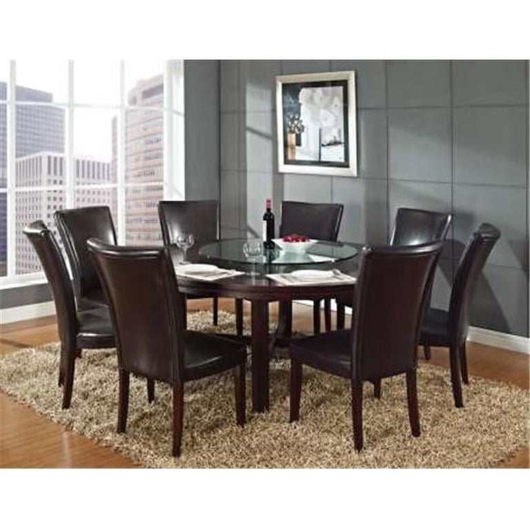 Round Dining Set Seven Seater with Inset Glass Top