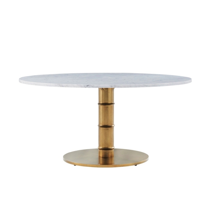 Round Dining Table: Bamboo Inspired Bronze Base Table