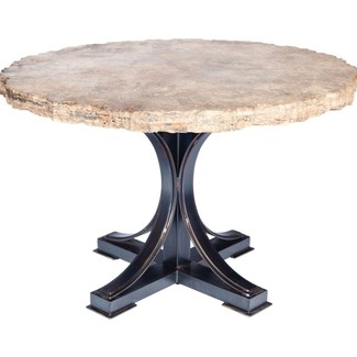 Round Dining Table: Chiseled Edge Stone Dining Surface