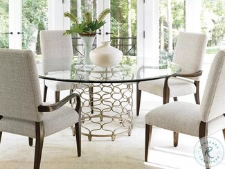 Round Dining Table Interlocking Ring Base and Glass