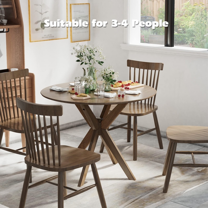 Round Dining Table: Intersecting Pedestal Walnut Kitchen Table