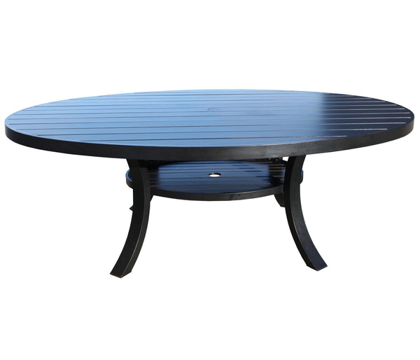 Round Dining Table Slatted Top with an Umbrella Hole