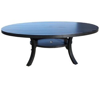 Round Dining Table Slatted Top with an Umbrella Hole