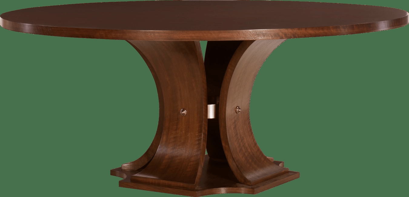 Round Dining Table Stepped Plinth and Metal Accents