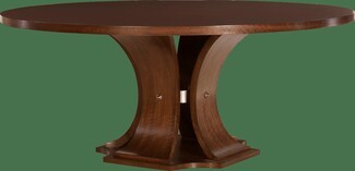 Round Dining Table Stepped Plinth and Metal Accents