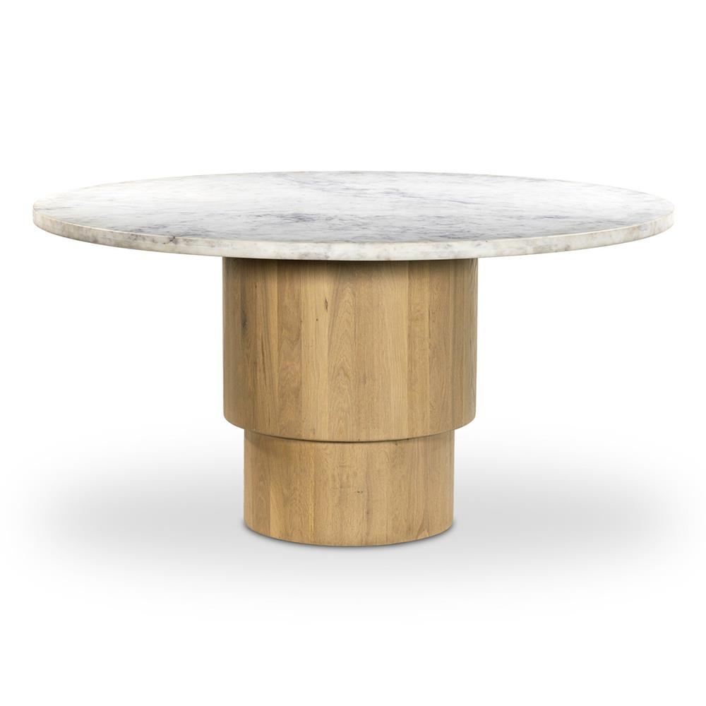 Round Dining Table: Tiered Oak Wood Pedestal Dining Table