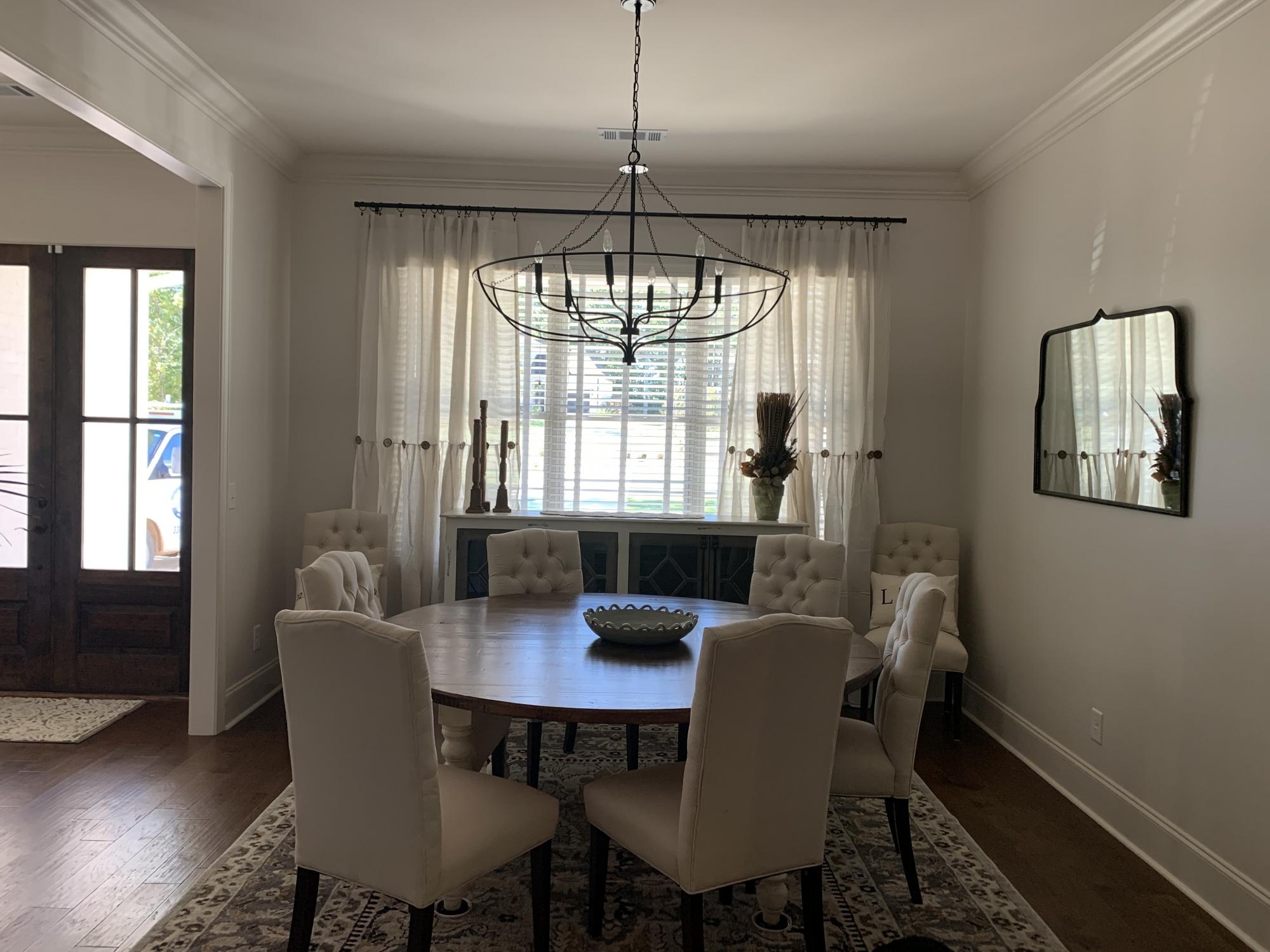 Round Dining Table with Tufted Chairs and 72 Inch Top