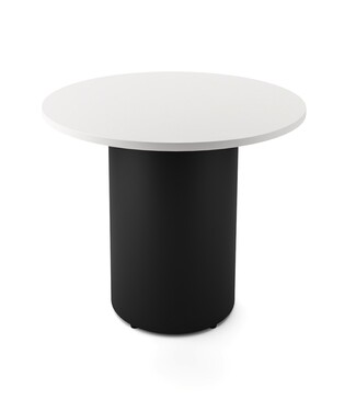 Round Pedestal Table White Top Matte Black Minimalist Dining Table