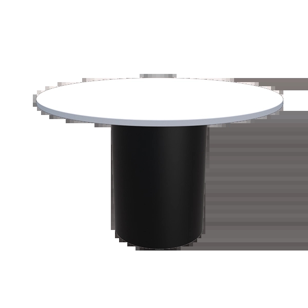 Round Table Monochrome Contrast Minimalist Cylindrical Base Desk