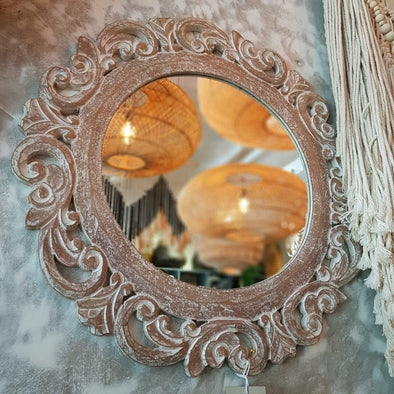 Round Wall Mirror Round Bohemian Mirror Distressed White