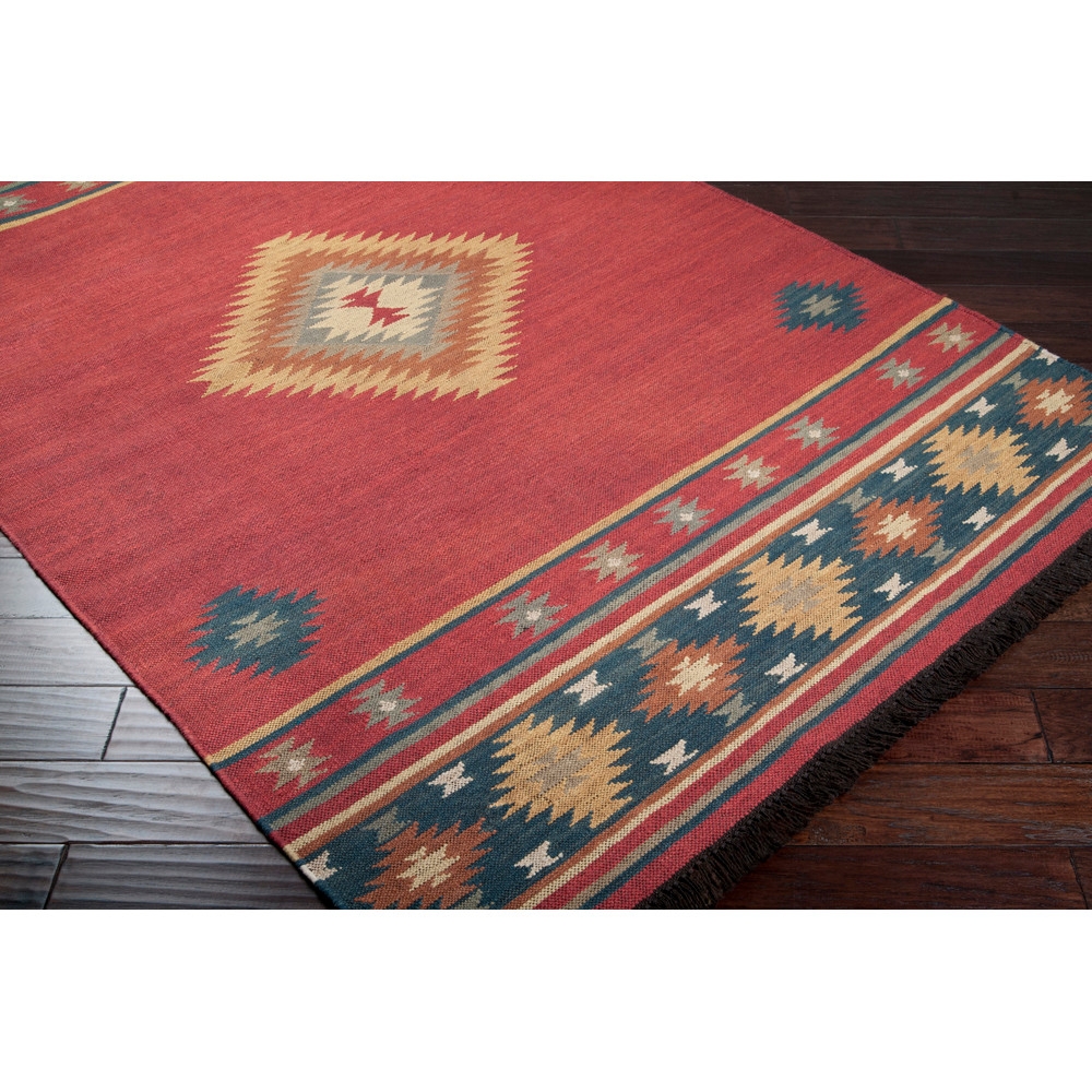 Runner Rug Southwestern Red Flatweave Fringed Ends
