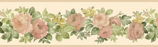 Sage Foliage Wallpaper Border; Sage Green Floral Trim Accents