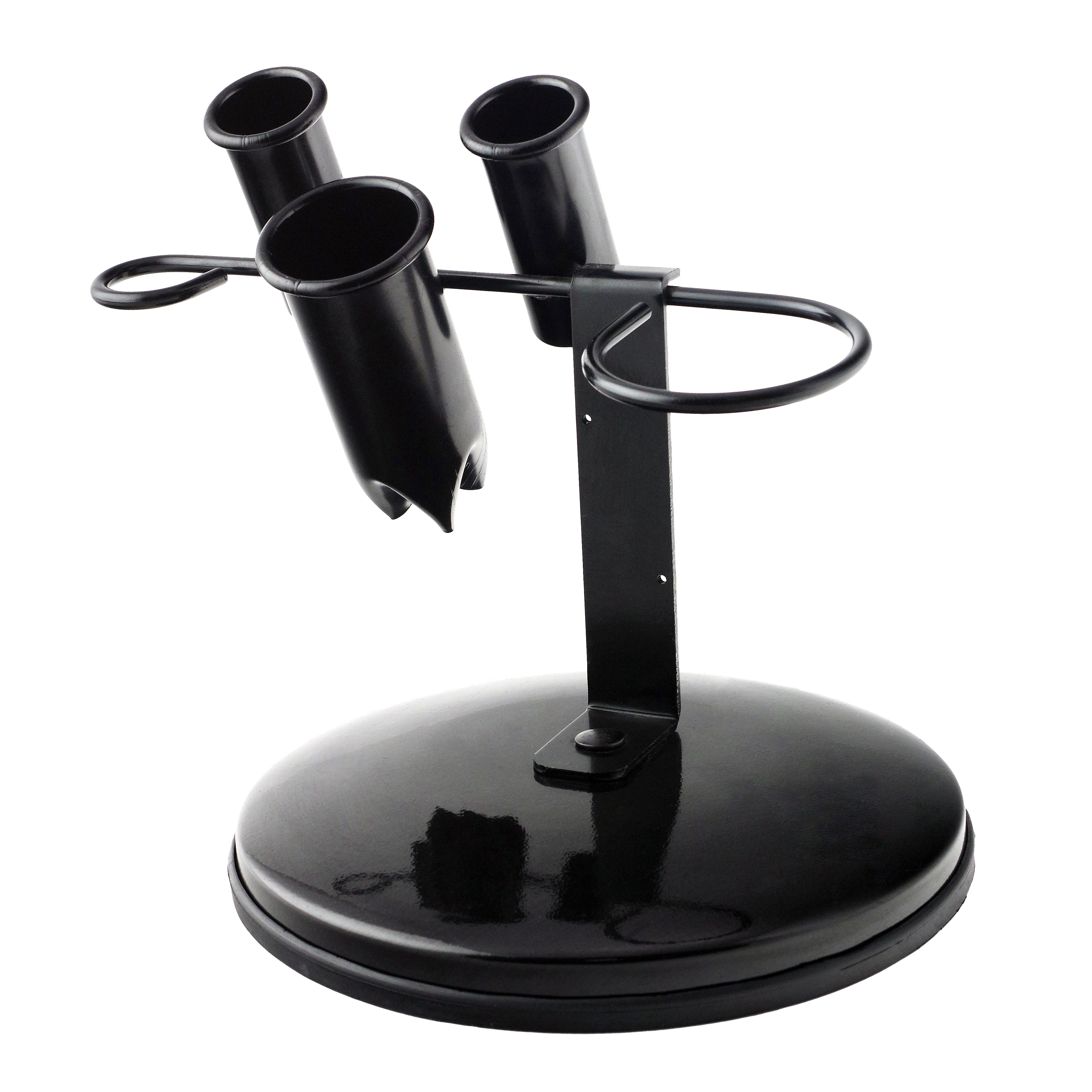 Salon Appliance Holder: Glossy black weighted multi-tool styling stand